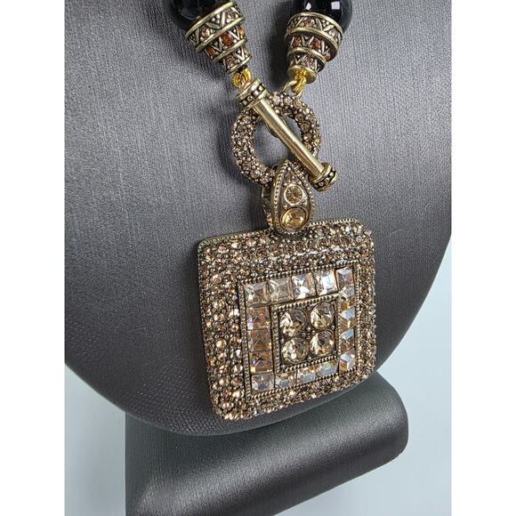 Heidi Daus "Tantalizing" Beaded Toggle Crystal Drop Statement Necklace - NIB - Picture 7 of 10
